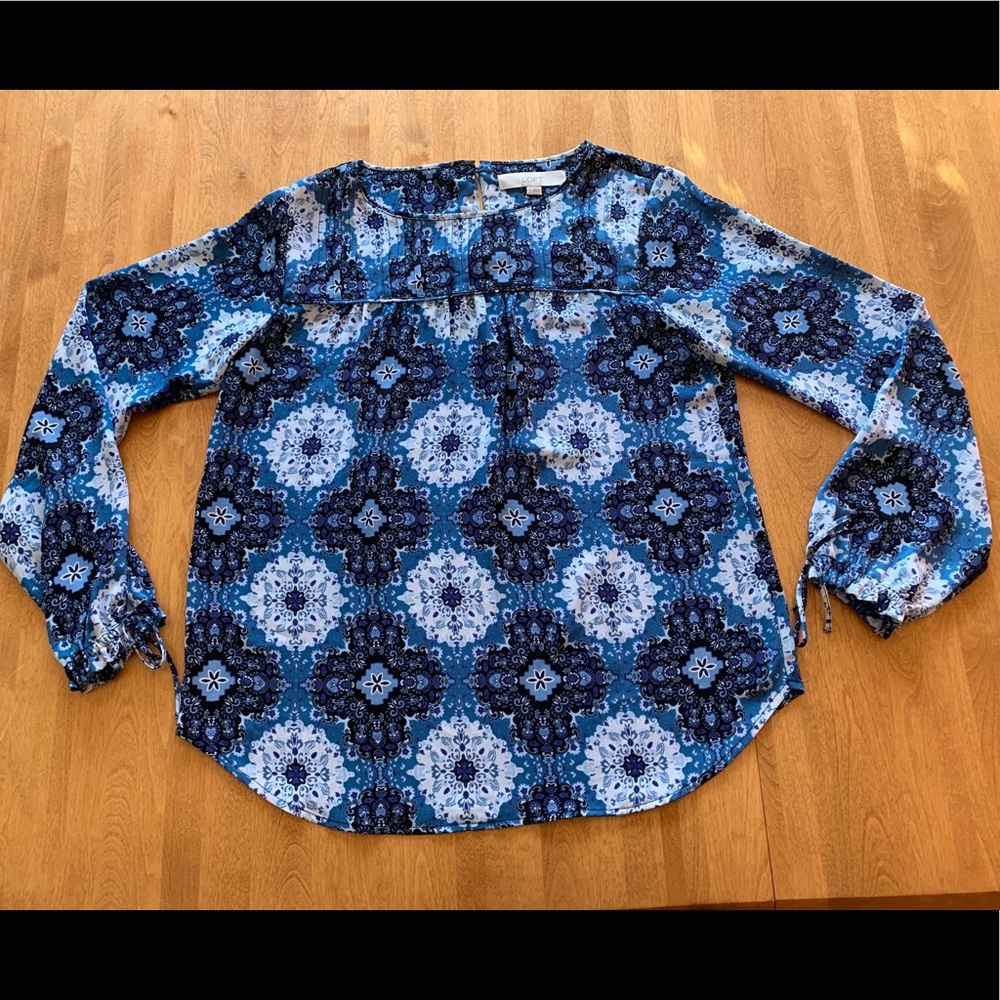 LOFT Blue Patterned Blouse